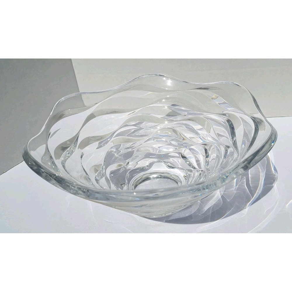 Vtg NOS Noble Excellence  Bowl Clear 24% Lead Crystal Hand Blown Hand Cut. 11